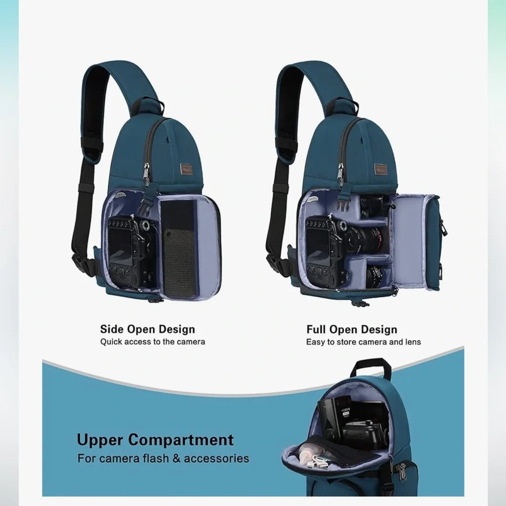 MOSISO Teal Camera Sling with Tripod Holder